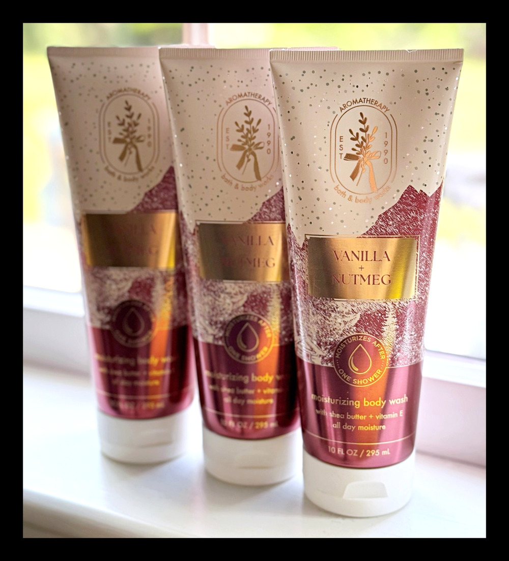 Bath & Body Works Aroma Vanilla + Nutmeg Moisturizing Body Wash Creamy Lather x3